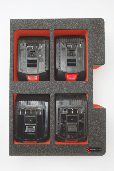 Schaumeinlage für 4x Bosch Akkus ProCore 18V 4Ah für halbe neue Bosch L-Boxx 102 und 136