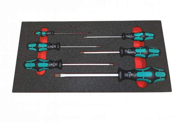 Schaumeinlage für WERA Schraubendreher-Satz Nr.352/6, 6-teilig, mit Kugelkopf Sechskant, Kugelkopf